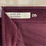 Gap Chic Burgundy Side Zip Velvet Leggings Size 26R dark academia preppy Photo 4