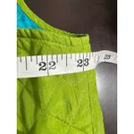 Coldwater Creek Quilted Silk Vest Lime Green Turquoise VTG XL Collared Button Photo 4