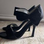 Nina Clova LS Black Luster Satin Bow Ankle Strap Stilletto Heels Size 8 🖤 Photo 2