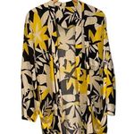 cream with yellow and black print linen blend , oversized statement blazer Size M Photo 0