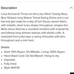 Lulus  Navy Blue Striped Long Sleeve Tiered Swing Dress Metallic Boho Siz… Photo 14