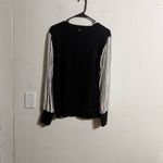 DKNY  Black Top with White Striped Sleeves Photo 1