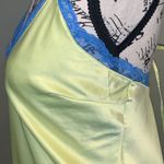 Parade Women’s Small Yellow with Blue Lace Trim Satin Lingerie Chemise Nighty Photo 2