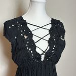 love Stitch‎ Eyelet Black Short Sleeve Mini Dress Size Medium Photo 2