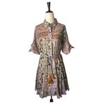 Dress Forum Dress Women Small Green Floral Paisley Elaina Button Down Shirt Mini Photo 1