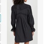 Rebecca Taylor  Lace Mock Neck Long Sleeve Poplin cotton mini  Dress black 0 Photo 2