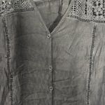 None Black Lace 3/4 Bell Sleeve Blouse Button Front Or Pullover Size 2X Photo 2