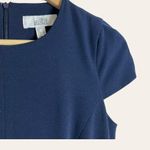 Badgley Mischka Belle Navy Cap Sleeve Pleated A-Line Knee Length Dress Size 2 Photo 2