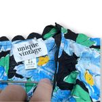 Unique Vintage  Peplum Retro Black & Blue Floral Honeybun Sleeveless Blouse M Photo 8