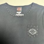 Vtg Harley Davidson‎ T Shirt Womens L Studded Pocket Tee Biker Cowboy Texas moto Black Size L Photo 2