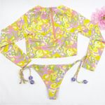 Free People NEW Beach Riot X Rashguard Bikini Swim Set Lindsay Soleil 70s Swirl Photo 2