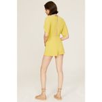 Louna Tie Romper Women's Small Yellow Mustard Short Flutter Sleeve V Photo 1