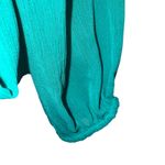 EXPRESS  Teal Green Textured Wrap With Side Tie Long Sleeve Blouse NWT Small Photo 4