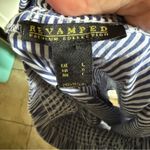 Revamped  Blue and White‎ Relaxed Smocked Off Shoulder Blouse Large Photo 6