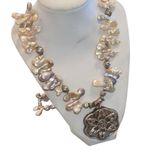 Keshi pearl & sacred OM mandala w/ unique charms along the string of pearls Photo 8