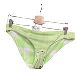 Solid & Striped  Lime Green White Plaid Gingham Reversible Bikini‎ Bottom Size XL Photo 5