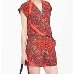 Banana Republic April Red Paisley Shorts Romper Jumpsuit Womens Size 2 Photo 0