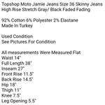 Topshop  Moto Jamie Jeans Size 36 Skinny Jeans High Rise Stretch Gray/ Black Faded Fading  Photo 7