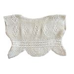 Free People  Size M Crocheted Boxy Crop Top Ivory White Beach Hippie‎ Cottagecore Photo 5