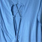 On Fire Size XL Cropped Blue Crewneck Long Sleeved Top with Black Writing Photo 4