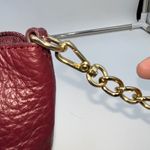 Lodis Burgundy Pebble Leather Crossbody Bag Gold Chain Strap Zip Top Purple Photo 2