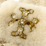 Tory Burch Ivory Jeweled Shearling Slippers Size 6.5 Hard Sole Slip On Photo 3