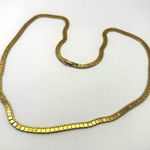 Monet vintage flat square chain long gold plated necklace Photo 8