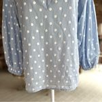 ZARA  Blue Embroidered Polka Dot Balloon Sleeve Top XS Photo 7