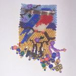Colorful Seed Bead Beaded Bird Boho Brooch Pin Blue Photo 3