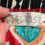 Vintage 90s Crinkle Maxi Skirt Red Teal Diamond Print Elastic Waist Tiered Black Size M Photo 6