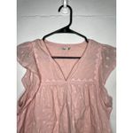 Faherty  Womens Baby Pink Cotton Blouse Ruffle Short Sleeves Size Small Photo 2