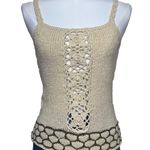 BOYAZI Crochet Knit Tank Top Women’s Beige Boho Handmade Style Sleeveless Sz XS Photo 0