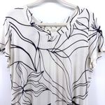 Soma Large Cream Navy Floral Print Short Sleeve Casual Maxi Dress Boho Coastal Photo 3