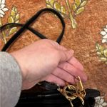 Y2K Woven Faux Leather Shoulder Bag with Gold Chain Strap Black Photo 5