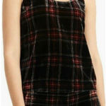 J.CREW Stewart Tartan Plaid Velvet Tank Top Shell Women's Photo 0