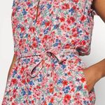 American Eagle  Floral Tie-Back Romper XS Red Blue Pink Summer Boho V-Neck Photo 0