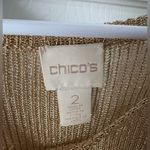 Chico's Chico’s Gold shimmering metallic Cold Shoulder Christmas Formal Top women size L Photo 4