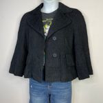 Akris Chenille Velvet Textured Classic Black Short Blazer Jacket Snap Womens 8 Photo 10