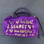 Victoria's Secret Vintage Victoria’s Secret Purple and Gold Small Duffle Purse Photo 0