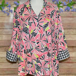 Foxcroft  Colorful Button Up Contrast Cuff Blouse Top Plus Size 20W Cotton V-Neck Photo 0