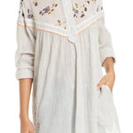 Free People  Hearts & Colors Long Sleeve Shirt Size M Stripe Floral Pockets Photo 0