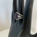 STERLING SILVER 925 AMETHYST AND CUBIC ZIRCONIA COCKTAIL RING (10) Purple Photo 4