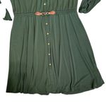 Always Indigo Shirt Dress Olive Green Button Front Belted Long Sleeve Size 1X Photo 7
