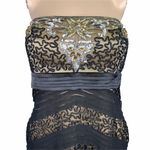 Sue Wong Womens Cocktail Dress Sheath Strapless Chevron Beaded Sequin Size 6 Photo 5