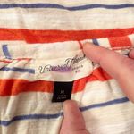 Universal Threads Universal Thread Stripped Flowy Tank Top Ruffles Spaghetti Strap White/Orange Photo 3