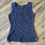 Fresh Produce Pure Handknit for | Deep Blue Crochet Tank Top sz XS/S Photo 0