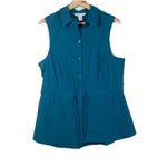 Athleta $119 Levitate Poplin Tank in Teal Borealis Green Semi-Fitted Size L Photo 2