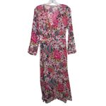 Debbie Katz inez Zara pink floral midi wrap sheer summer resort dress XS Photo 1