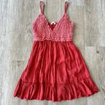 Womens Blush Orange Crochet Top Dress Photo 0