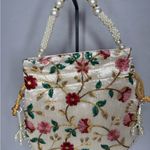 Floral Embroidered Cream Handbag Red Photo 4